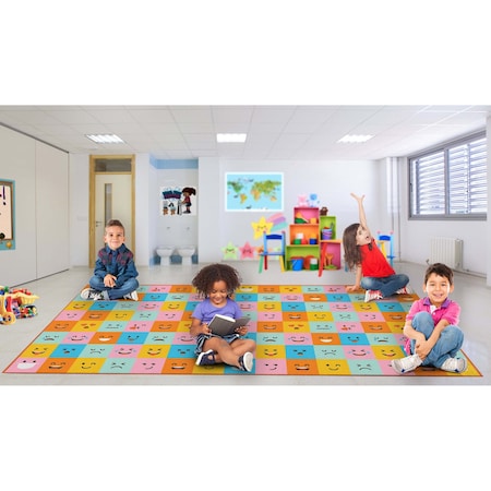 Deerlux 6 ft. Social Distancing Colorful Kids Classroom Seating Area Rug, Emoji Mask Design, 8 x 15 ft XL QI003863.XL